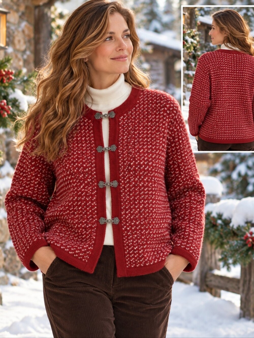 Vintage L.L. Bean Women's Norwegian Wool Cardigan Sweater